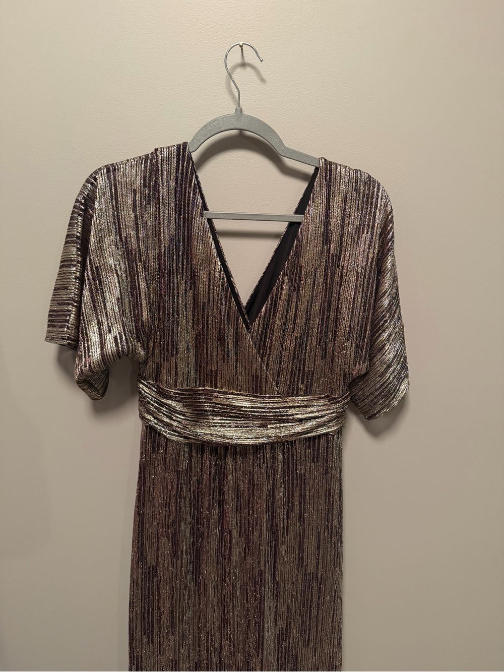 Lilly Pulitzer NWT Parigi Maxi Dress Berry Crinkle Gold Metallic - Picture 4 of 7
